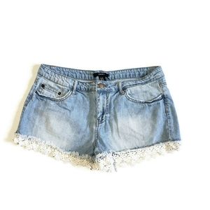 Forever 21 Lace Trim Denim Booty Shorts Size 30